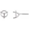 18K White 9 mm Round 3-Prong Earring Mounting