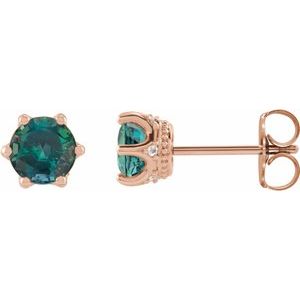 Lab-Grown Alexandrite And .03 Ctw Natural Diamond Earrings