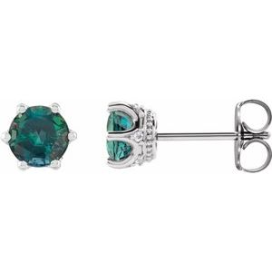 Lab-Grown Alexandrite And .03 Ctw Natural Diamond Earrings