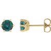 14K Yellow 4 mm Lab-Grown Alexandrite & .03 CTW Natural Diamond Crown Earrings