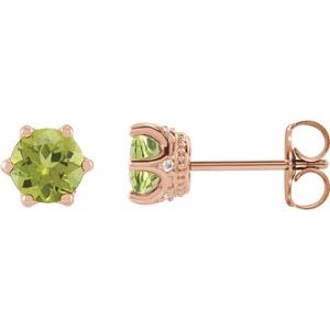 Natural Peridot And .03 Ctw Natural Diamond Earrings