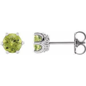 Natural Peridot And .03 Ctw Natural Diamond Earrings