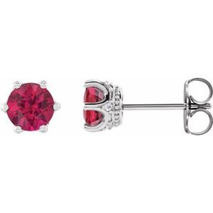 Lab-Grown Ruby And .03 Ctw Natural Diamond Earrings