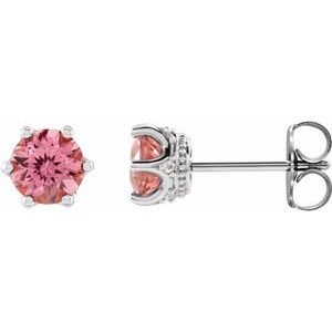 Natural Pink Tourmaline And .03 Ctw Natural Diamond Earrings