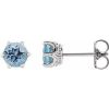 Platinum 4 mm Natural Aquamarine & .03 CTW Natural Diamond Crown Earrings