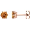 14K Rose 4 mm Natural Citrine & .03 CTW Natural Diamond Crown Earrings