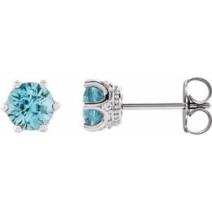 Natural Blue Zircon And .03 Ctw Natural Diamond Earrings