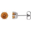 14K White 4 mm Natural Citrine & .03 CTW Natural Diamond Crown Earrings