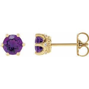 Natural Amethyst And .03 Ctw Natural Diamond Earrings