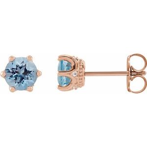 Aquamarine And .03 Ctw Natural Diamond Earrings