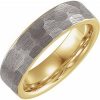 18K Yellow Gold PVD Tungsten 6 mm Flat Hammered Band Size 10.5