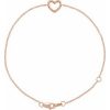 14K Rose Heart 6 1/2-7 1/2″ Bracelet