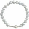 Sterling Silver Cultured Gray Freshwater Pearl 7 1/2″ Bracelet