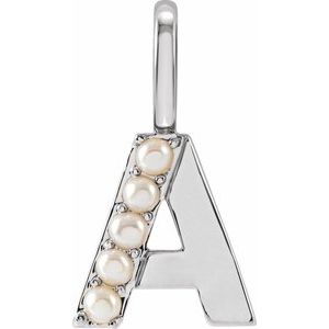 Cultured White Freshwater Pearl Initial Pendant