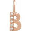 14K Rose Cultured White Freshwater Pearl Initial B Charm/Pendant