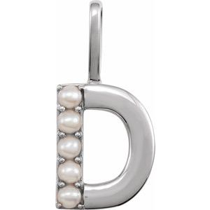 Cultured White Freshwater Pearl Initial Pendant