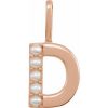 14K Rose Cultured White Freshwater Pearl Initial D Charm/Pendant