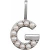 14K White Cultured White Freshwater Pearl Initial G Charm/Pendant