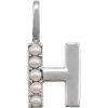 14K White Cultured White Freshwater Pearl Initial H Charm/Pendant