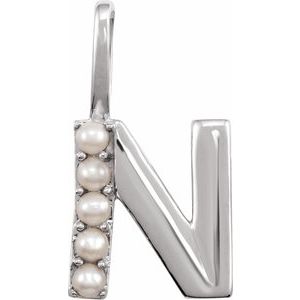 Cultured White Freshwater Pearl Initial Pendant