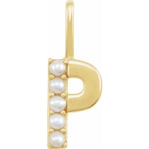 Cultured White Freshwater Pearl Initial Pendant