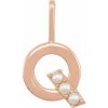 14K Rose Cultured White Freshwater Pearl Initial Q Charm/Pendant