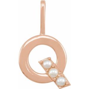 Cultured White Freshwater Pearl Initial Pendant