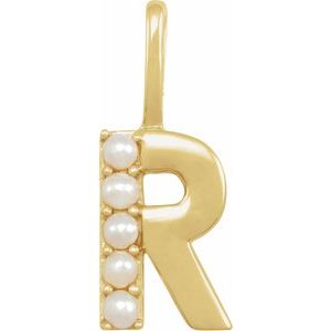 Cultured White Freshwater Pearl Initial Pendant