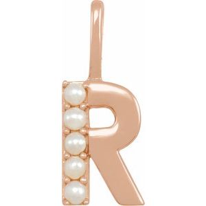 Cultured White Freshwater Pearl Initial Pendant