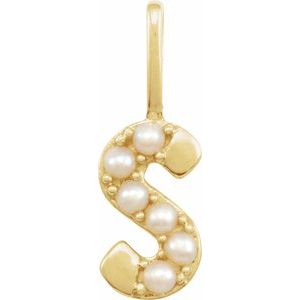 Cultured White Freshwater Pearl Initial Pendant