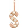 14K Rose Cultured White Freshwater Pearl Initial S Charm/Pendant