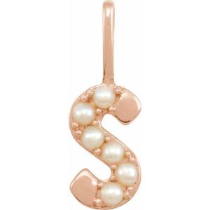 Cultured White Freshwater Pearl Initial Pendant