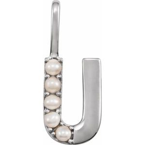 Cultured White Freshwater Pearl Initial Pendant