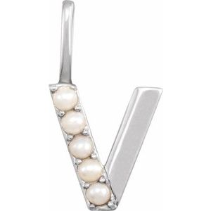 Cultured White Freshwater Pearl Initial Pendant