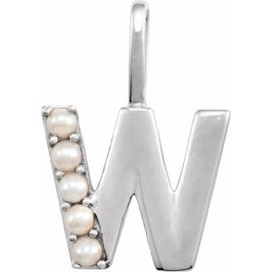 Cultured White Freshwater Pearl Initial Pendant