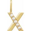 14K Yellow Cultured White Freshwater Pearl Initial X Charm/Pendant