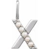 14K White Cultured White Freshwater Pearl Initial X Charm/Pendant