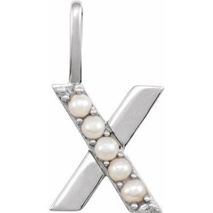 Cultured White Freshwater Pearl Initial Pendant