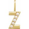 14K Yellow Cultured White Freshwater Pearl Initial Z Charm/Pendant