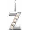 14K White Cultured White Freshwater Pearl Initial Z Charm/Pendant