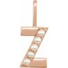 14K Rose Cultured White Freshwater Pearl Initial Z Charm/Pendant