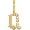 0.05 Ctw Natural Diamond Gothic Initial Charm Pendant