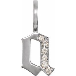 0.05 Ctw Natural Diamond Gothic Initial Charm Pendant