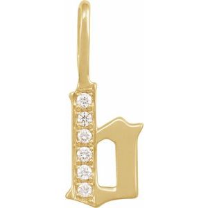 0.05 Ctw Natural Diamond Gothic Initial Charm Pendant