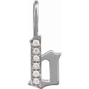 0.05 Ctw Natural Diamond Gothic Initial Charm Pendant