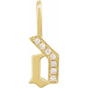 0.05 Ctw Natural Diamond Gothic Initial Charm Pendant