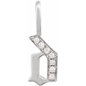 0.05 Ctw Natural Diamond Gothic Initial Charm Pendant