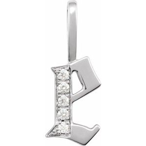 0.05 Ctw Natural Diamond Gothic Initial Charm Pendant