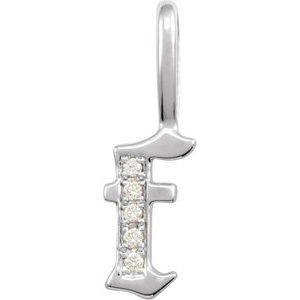 0.04 Ctw Natural Diamond Gothic Initial Charm Pendant