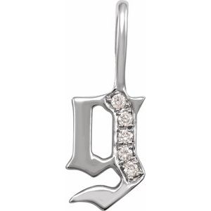 0.04 Ctw Natural Diamond Gothic Initial Charm Pendant